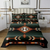 Southwestern Geometric Quilt Set Western Aztec Coverlet Set Boho Exotic Tribal Bedspread Set Twin Rustic Farmhouse Home Decor Bohemian American Bed Set 1 Pillow Case