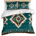 thumbnail image 1 of Southwestern Green Bedding 3 Piece Duvet Cover Set California King, Boho Ethnic Geometric Retro Soft Microfiber Comforter Cover with Zipper Closure & Pillowcases, Wrinkle & FadeResistant Quilt Cover, 1 of 9