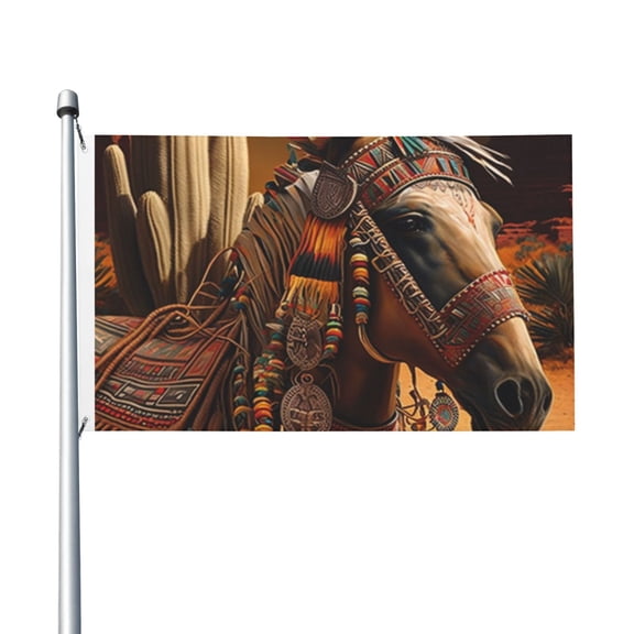 Southwestern Horse Ethnic Native Flag 3X5 Ft Garden Yard House Flags Banner Sign Outdoor Indoor Party Home Garden Decoration