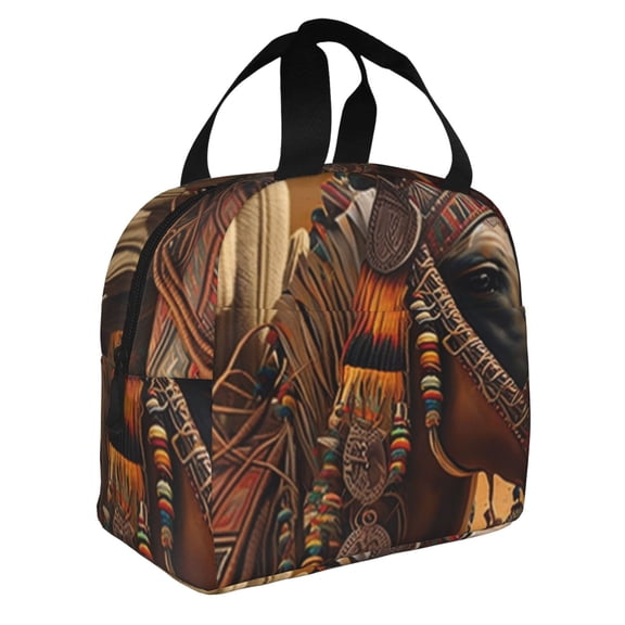 Southwestern Horse Ethnic Native Reusable Lunch Bag Insulated Meal Tote Box Thermal Cooler Handbag Food Container For Work Travel Picnic