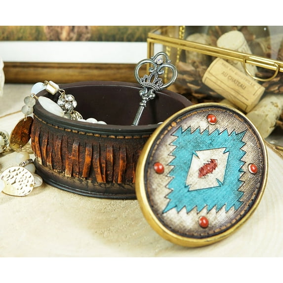 Southwestern Indian Aztec Vector Symbol Turquoise Decorative Jewelry Box Figure