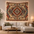 thumbnail image 1 of Southwestern Layered Diamond with Rust Teal Bands, Warm Rustic Style for Western Decor Fans, Geometric Wall Art, Housewarming Gift, Tapestry Wall Hanging for Cabin and Dorm, 1 of 7