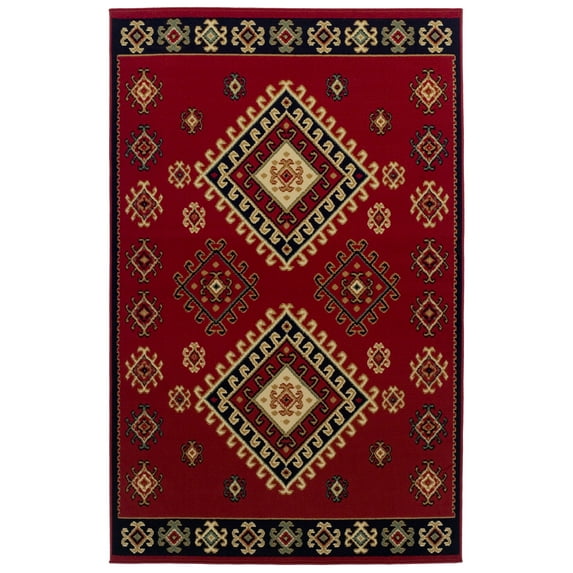 Southwestern Medallion Ultra-Soft Indoor Area Rug or Runner, 4' x 6', Red by Blue Nile Mills