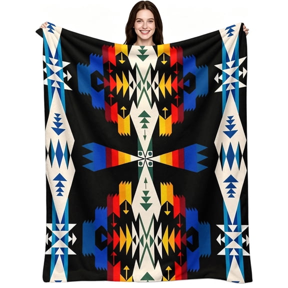 Southwestern Native Flannel, Cozy Warm Flannel, Aztec Ethnic Style, Warm Throw Blanket, Rustic Home Comfort, Living Room Decor, Couch Sofa All Season Gift