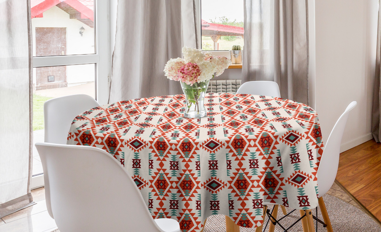 Triangular Tablecloth Southwestern Round Tablecloth, Folkloric Aztec Triangle Ornament Tribe ...