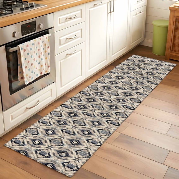 Southwestern, Runner Rug 2x6 FT, Non Slip Hallway Carpet, Abstract Tribal Native Geometric Grey Washable Soft Floor Carpet Throw Runner Carpet Long Rug for Entryway Kitchen Bedside Sliding Door