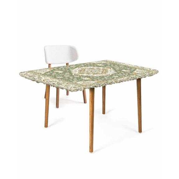 Southwestern Sage Green Rectangle Tablecloth, Waterproof Elastic Fitted Table Covers for 4 Foot Tables, 24x50inch Decorative Tablecloths for Picnic, Camping, Tribal Antique Boho-Chic Heritage