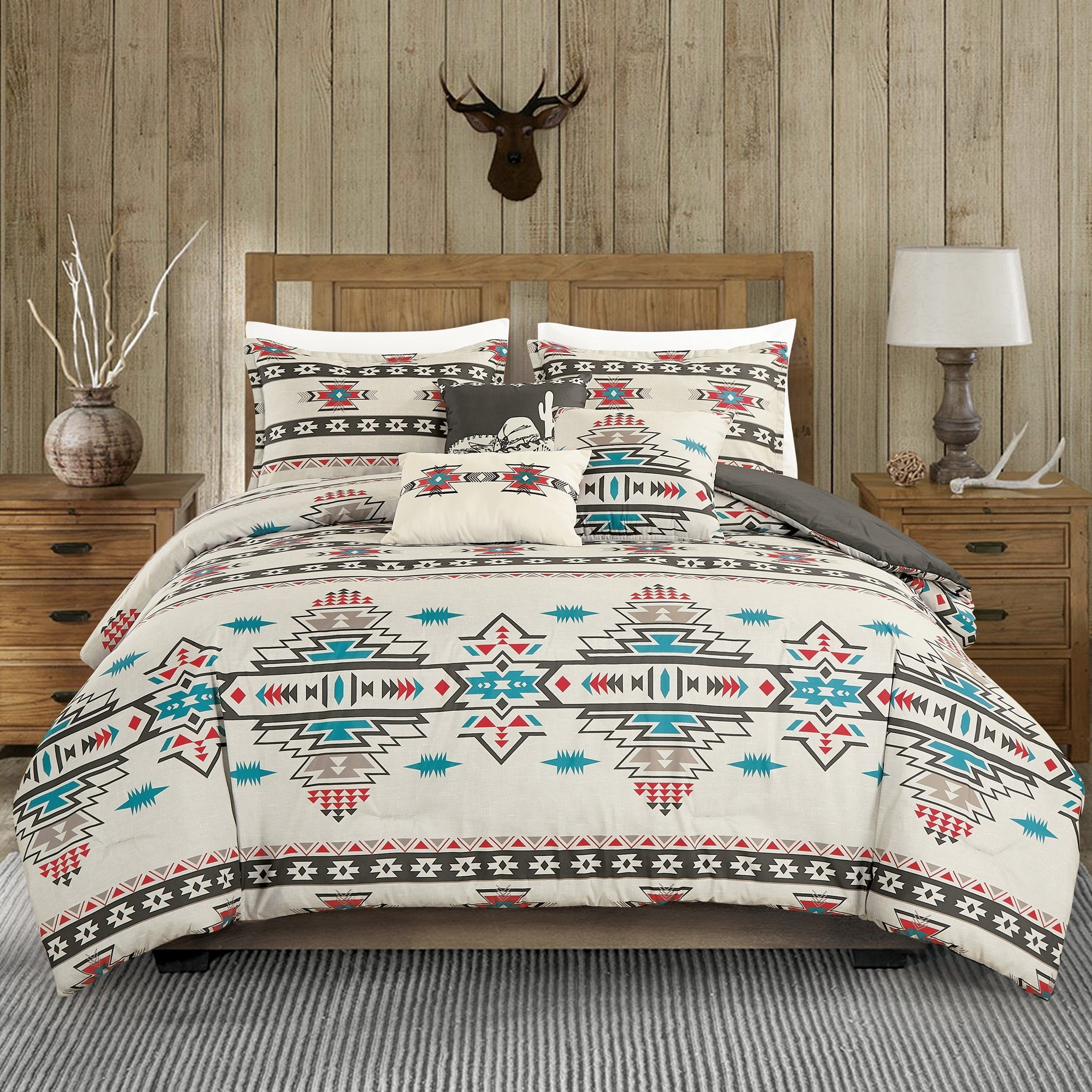 Jaba USA 6-Pieces Multicolor Sedona Desert Aztec Comforter Bedding Sets, Twin