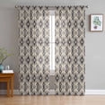 thumbnail image 1 of Southwestern, Semi Sheer Curtains 84 Inch Length 2 Panels Set, Abstract Tribal Native Geometric Grey Sheer Kitchen Curtain Privacy Voile Window Curtain for Living Room Bedroom Rod Pocket Drapes, 1 of 7
