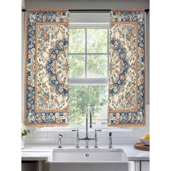 Southwestern Sheer Curtains for Living Room Bedroom Heritage Antique Boho Country Rustic Sheer Curtains 72 Inch Long 2 Panels Set Light Filtering Curtain Window Treatments Drapes for Dining Room