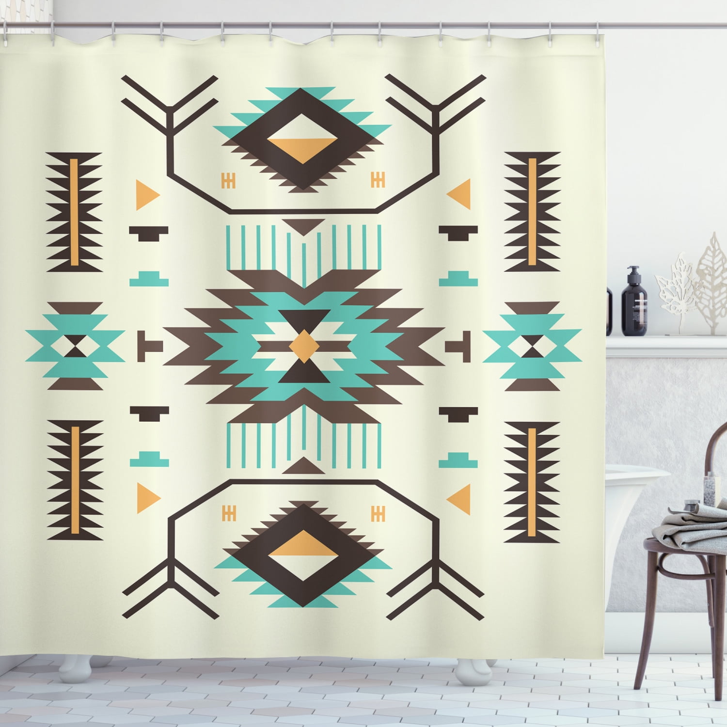 Southwestern Shower Curtain, Ethnic Pattern Design from Ancient Aztec