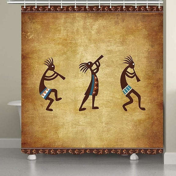 Southwestern Shower Curtain, Southwest Native American Ethnic Trible Pattern Bathroom Accessories Fabric Bathroom Curtain with Shower Curtain Hooks, 72X72