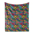thumbnail image 1 of Southwestern Soft Flannel Fleece Throw Blanket, Patchwork Style Pattern in Hand Drawn Style and Patterns Boho Hippie, Cozy Plush for Indoor and Outdoor Use, 60" x 80", Multicolor, by Ambesonne, 1 of 5