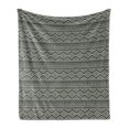 thumbnail image 1 of Southwestern Soft Flannel Fleece Throw Blanket, Pattern Antique Culture Geometric Motifs, Cozy Plush for Indoor and Outdoor Use, 50" x 60", Black and Eggshell, by Ambesonne, 1 of 5