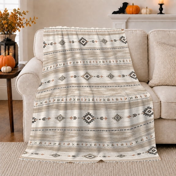 Southwestern Stepped Diamond Sofa Scene, Cozy Friendship Quote Scene, Warm Flannel Blanket for Living Room and Reading Nook, Art Lovers Thanksgiving Gift, Artistic Home Decor