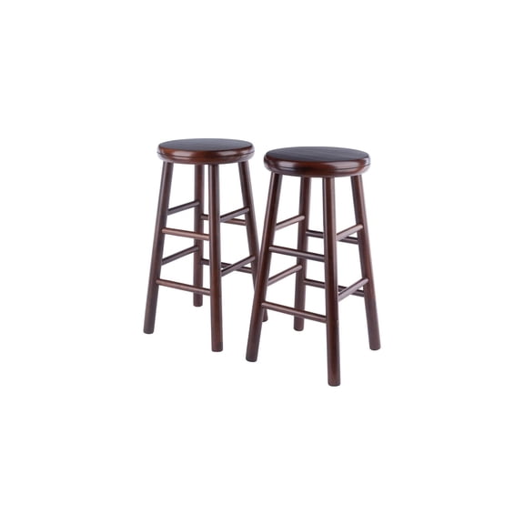 Southwestern Style 2-Pc Swivel Seat Counter Stool Set, Walnut
