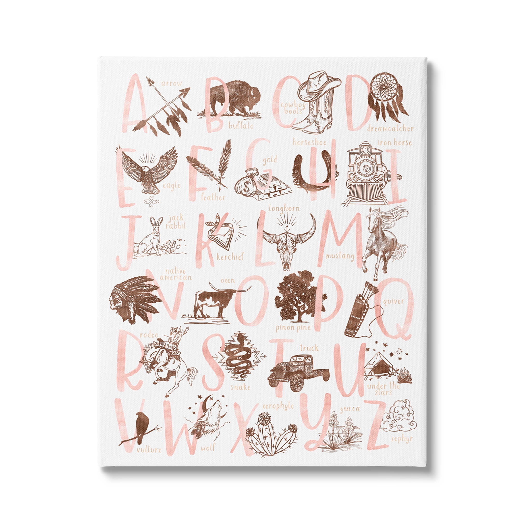Southwestern Style Alphabet Learning Animals & Insects Graphic Art Gallery Wrapped Canvas Print Wall Art