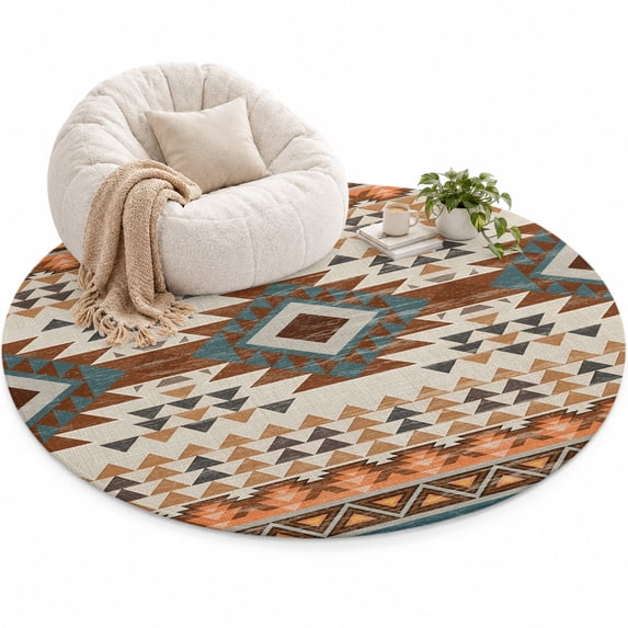 Southwestern Style Area Rug 5', American Bohemian Soft Mat Non-Slip ...