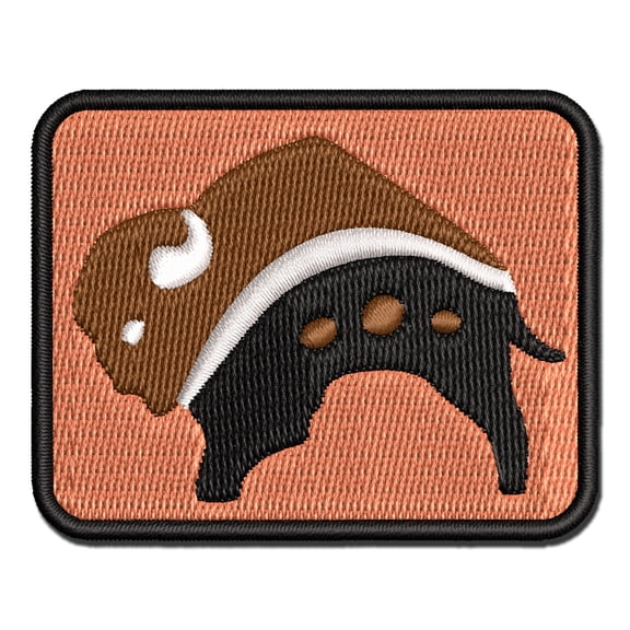 Southwestern Style Tribal Bison Buffalo Applique Multi-Color Embroidered Iron-On Patch - 2.0 Inch Mini