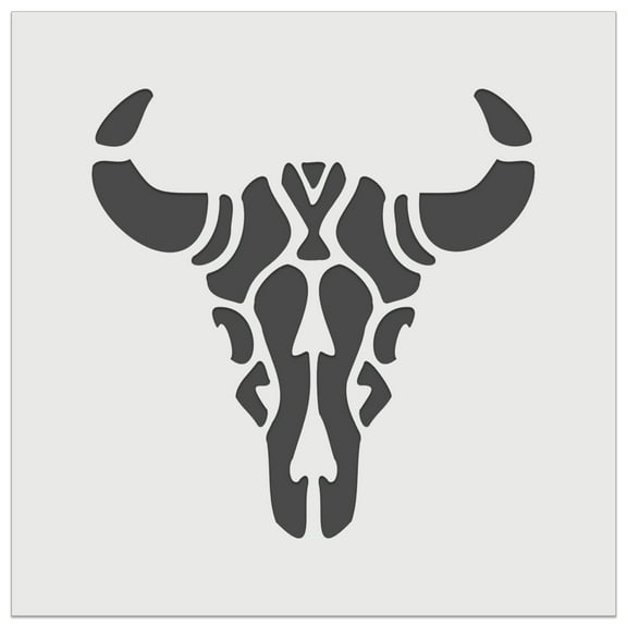 Southwestern Style Tribal Bull Cow Skull DIY Cookie Wall Craft Stencil - 3.5 Inch