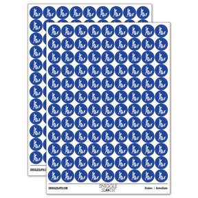 Southwestern Style Tribal Coyote Wolf Dog Round Sticker Set - Dark Blue - Matte Finish - 0.50" Size