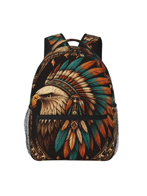 Southwestern Style Tribal Eagle Laptop Backpack Travel Rucksack for Teens Adults, Fits 15-inch Notebook