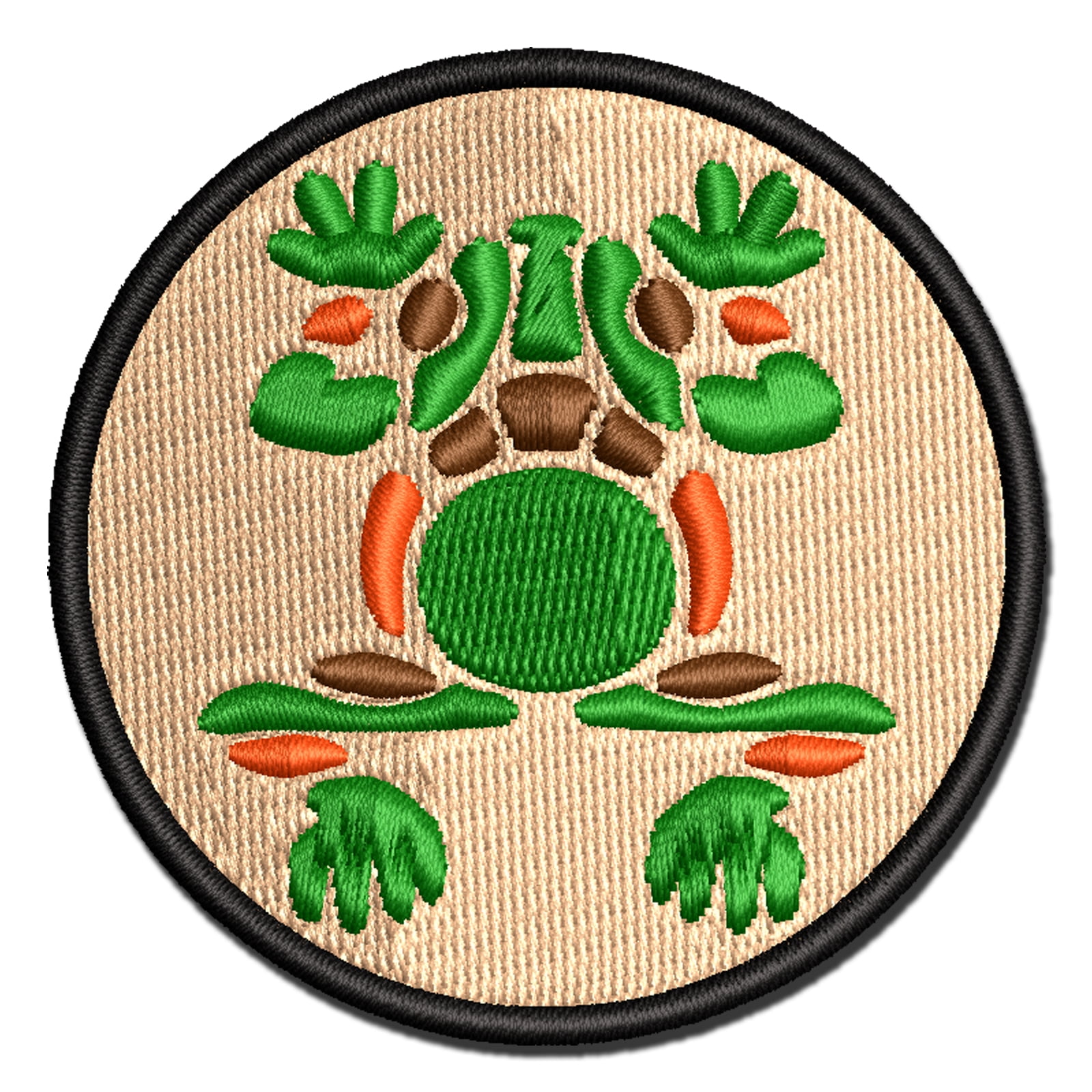 Southwestern Style Tribal Frog Toad Applique Multi-Color Embroidered Hook & Loop Patch - 3.5 Inch Large