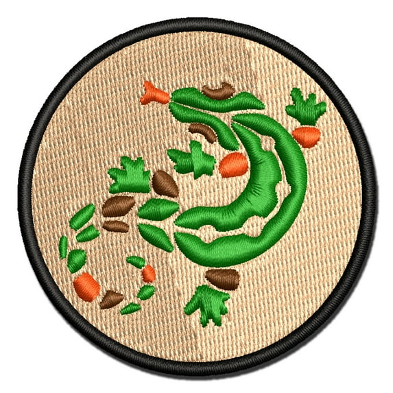Southwestern Style Tribal Gecko Lizard Applique Multi-Color Embroidered Iron-On Patch - 2.0 Inch Mini