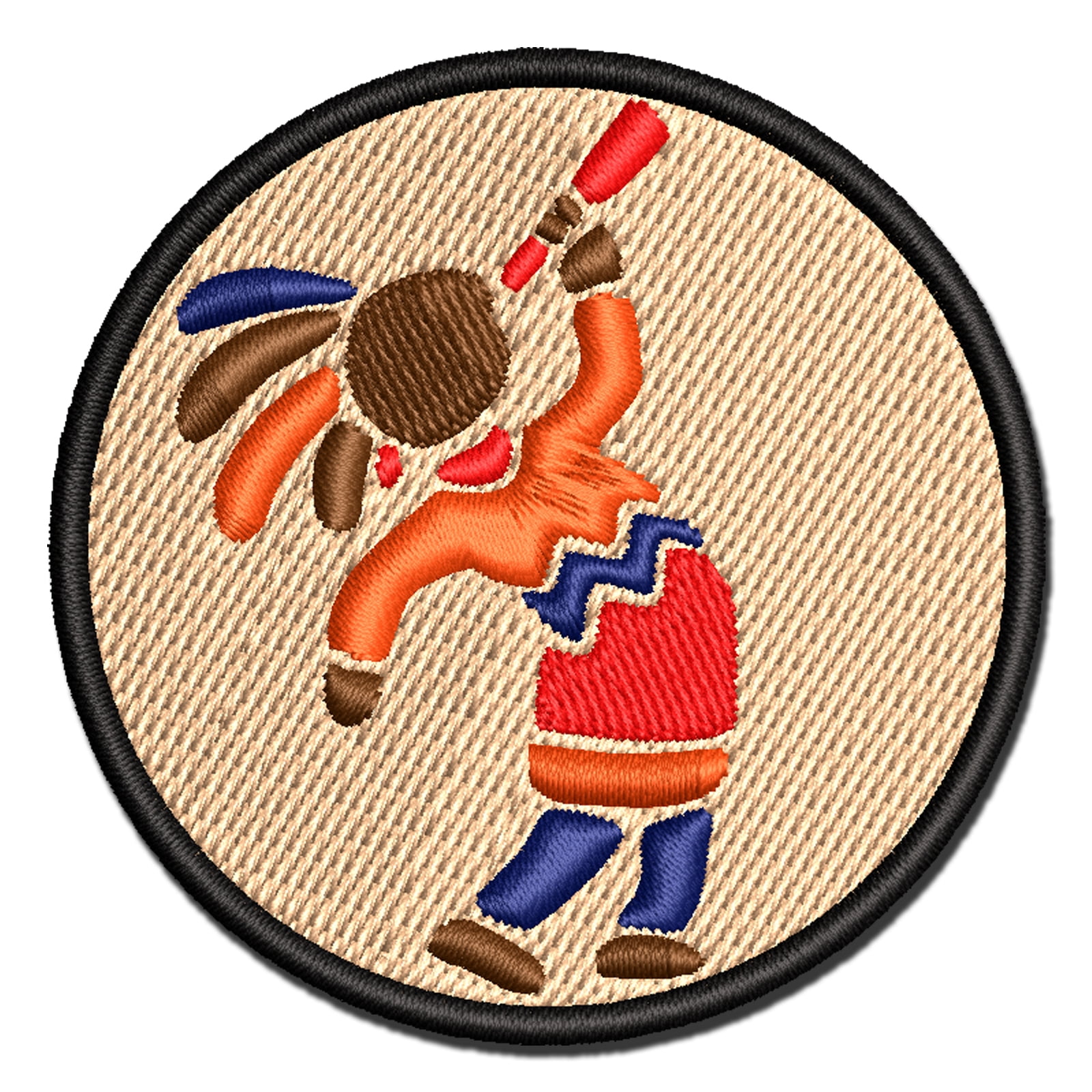 Southwestern Style Tribal Kokopelli Fertility Deity God Applique Multi-Color Embroidered Iron-On Patch - 3.5 Inch Large