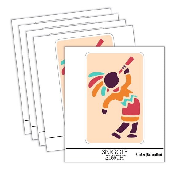 Southwestern Style Tribal Kokopelli Fertility Deity God Car Window Bumper Water Bottle Phone Tablet Laptop Waterproof Vinyl Decal Sticker Set 5-Pack - Gloss Finish - 5.0"