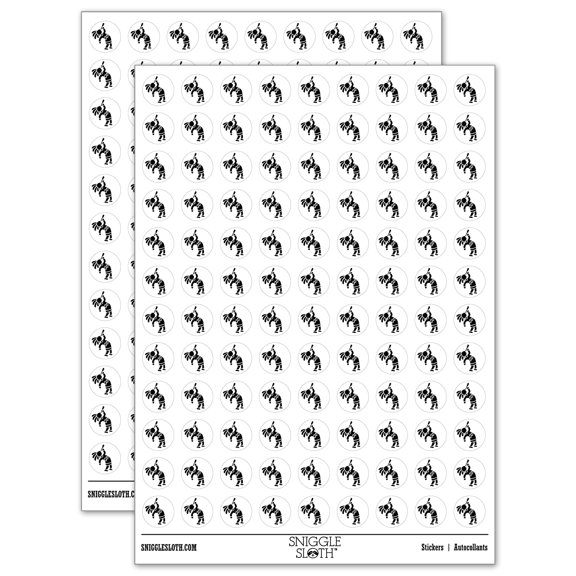 Southwestern Style Tribal Kokopelli Fertility Deity God Round Sticker Set - White - Matte Finish - 0.50" Size