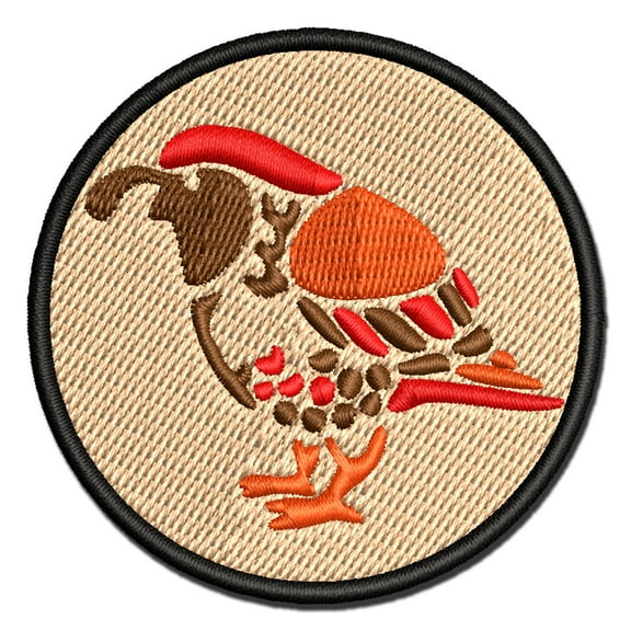 Southwestern Style Tribal Quail Bird Applique Multi-Color Embroidered Hook & Loop Patch - 2.5 Inch Small