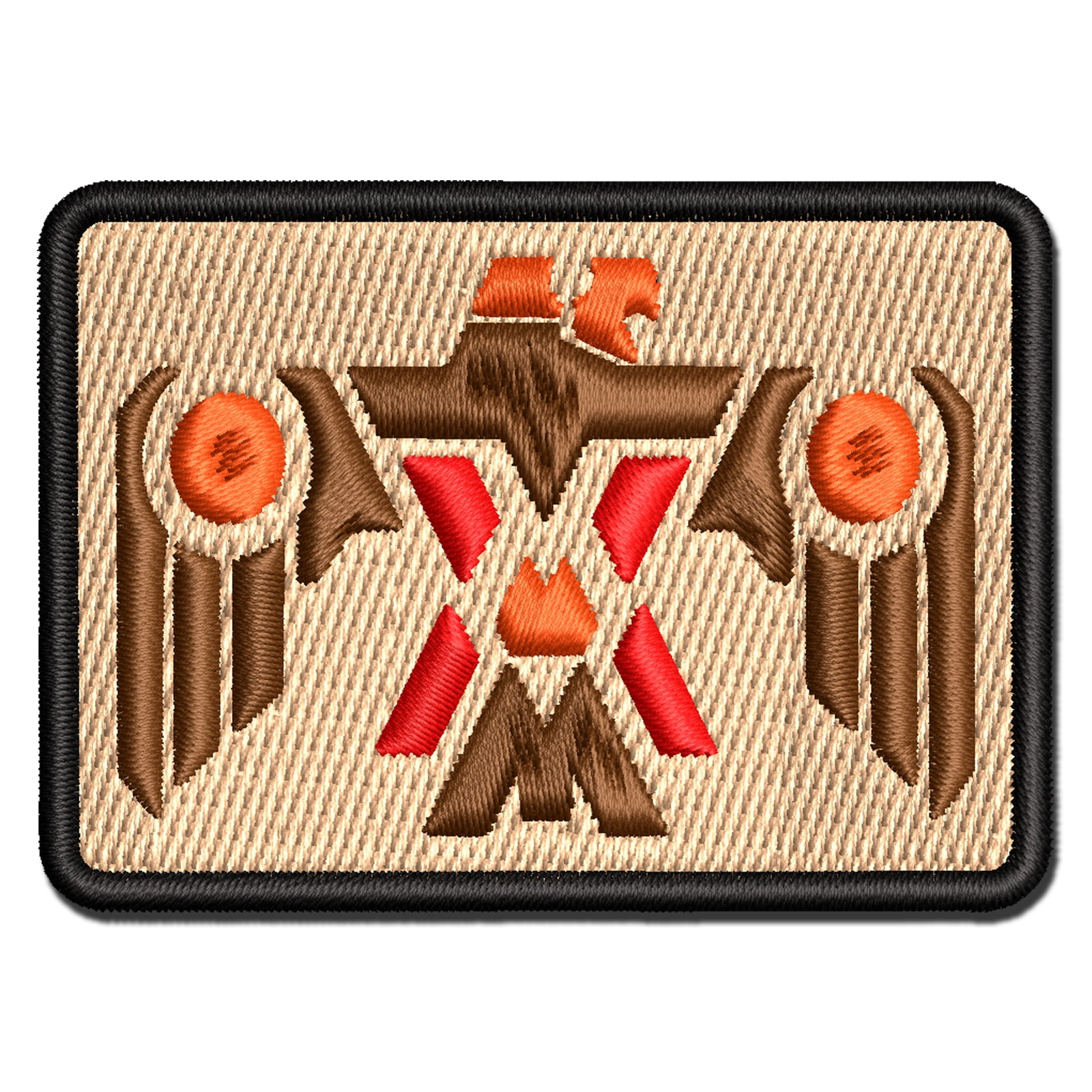 Southwestern Style Tribal Thunderbird Eagle Hawk Applique Multi-Color Embroidered Iron-On Patch - 3.5 Inch Large