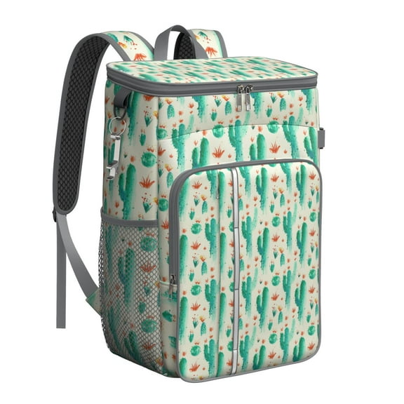 Southwestern Succulent Backpack Cooler, Leakproof Insulated Cooler Bag with Watercolor Cactus Design for Travel and Outdoor Events