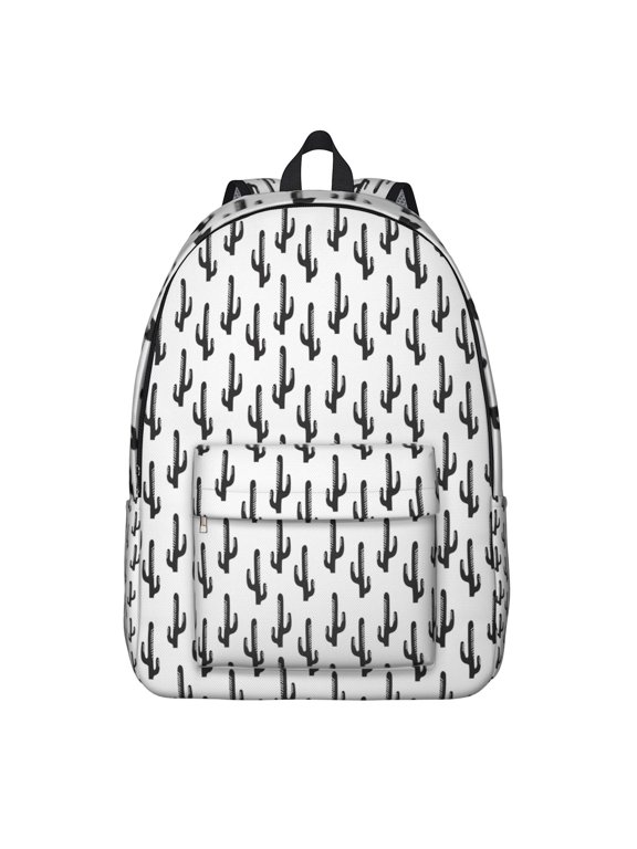Southwestern Succulent Backpack, Lightweight School Bag Featuring Minimalist Botanical Cactus Pattern