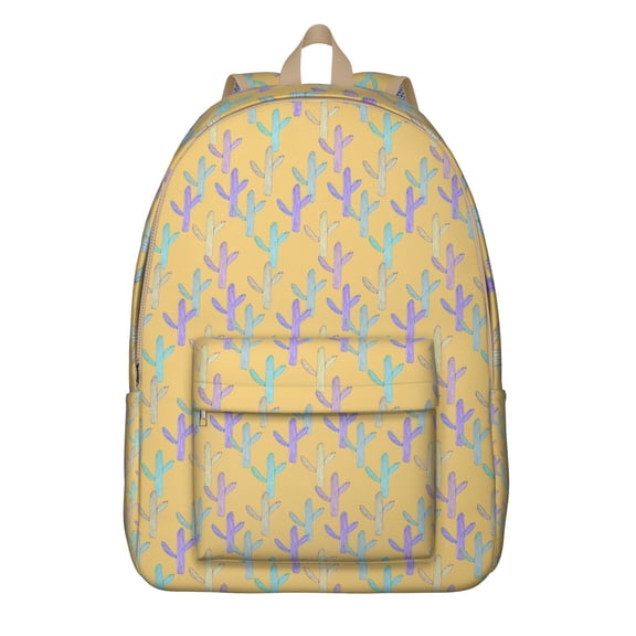 Southwestern Succulent Backpack, Lightweight School Bag Featuring Minimalist Botanical Cactus Pattern