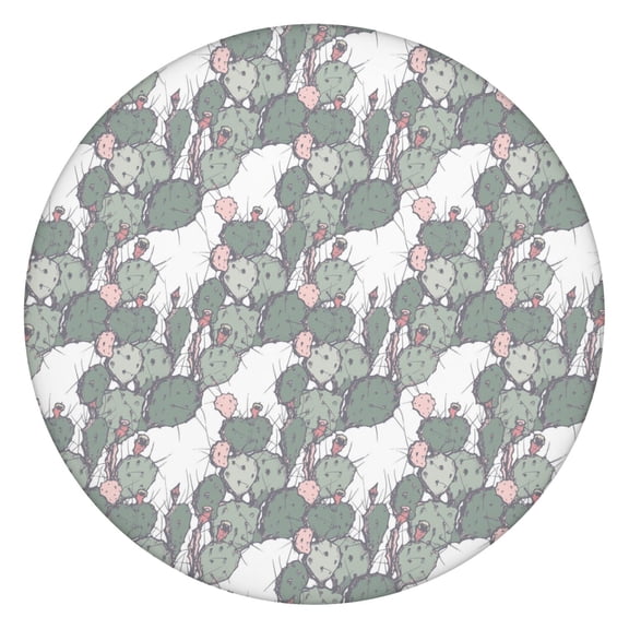 Southwestern Succulent Round Tablecloth - Elastic Edge Waterproof Cover for Outdoor Picnic, Desert Style Cactus Print, Durable Scratch-Resistant Material