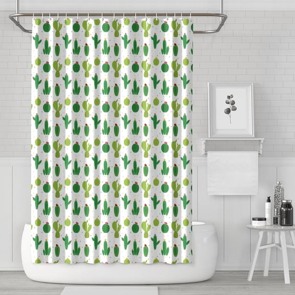 Southwestern Succulent Shower Curtain - Fade-Resistant Waterproof Bath Drape with Cactus Art, Quick-Dry Polyester & Rust-Proof Grommets (72x72 Inches)
