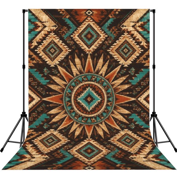 Southwestern Sun Motif Tribal Decor Photography Backdrop 5x7Ft Background for Photo Studio Video Recording Birthday Party Wedding Home Decor