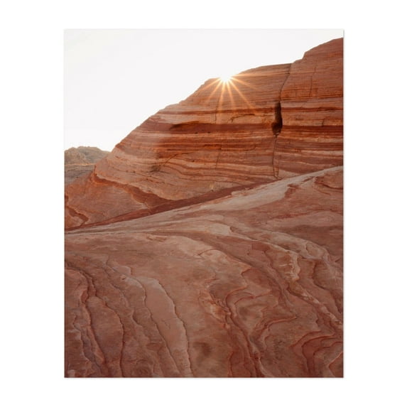 Southwestern Sunburst - Moapa Valley Nevada Photography Desert Landscape Nature Sunset Scenic Minimalist Pastel Unframed Wall Art Print 36 x 48 inches