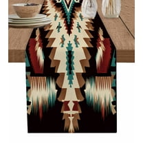 Southwestern Table Runner-Cotton Linen- 48 Inch Holiday Dresser Scarves, Aztec Tribal Patterns Rustic Boho American Tablerunner for Kitchen Coffee/Dining Bedroom Living Room Dinner Scarf Décor 13x48