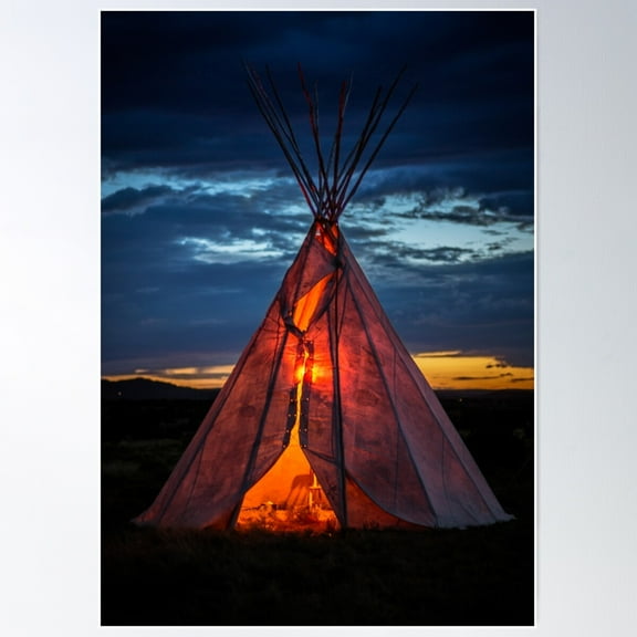 Southwestern Teepee Sunset Poster Wall Art, Modern Wall Decor For Living Room Bedroom, 8x12 UNFRAMED