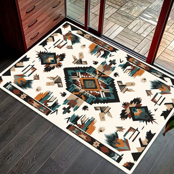 Southwestern Tribal Aztec Floor Mat, Front Entryway Living Room Christmas Festival Home Accent Decor, Thanksgiving Christmas Gift