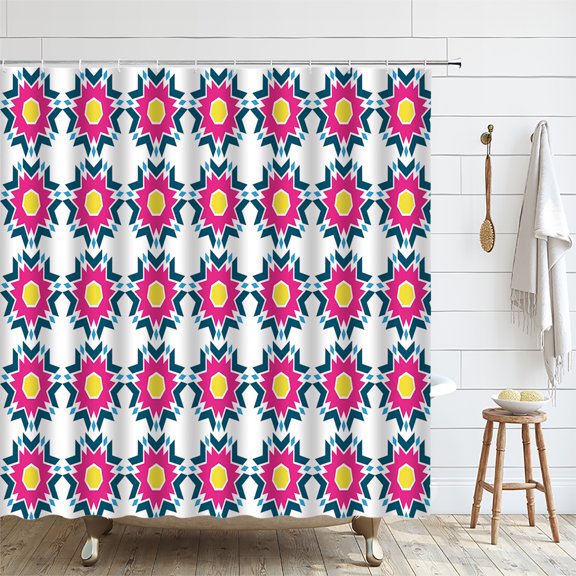 Southwestern Tribal Aztec Shower Curtain for Bathroom Ethnic Geometric Boho Bath Curtains