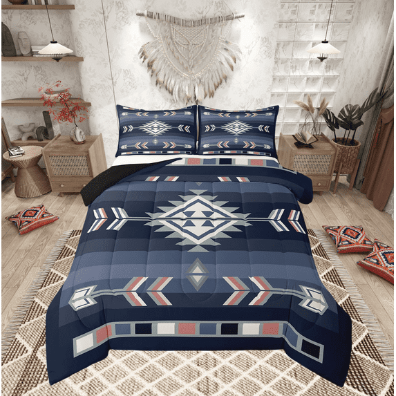 Southwestern Tribal Bedding Sets Full American Western Comforter Set For Teen Adults Men,Boho Aztec Quilt Comforter Rustic Farmhouse Bed Set Cabin Lodge Decor 2 Pillow Cases