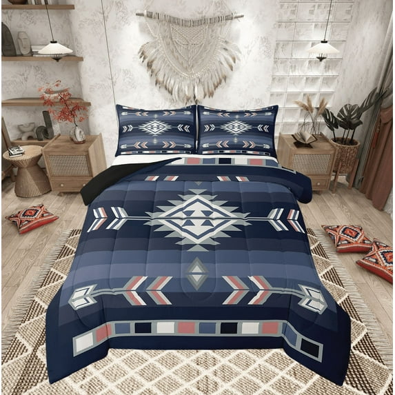 Southwestern Tribal Bedding Sets Queen American Western Comforter Set For Teen Adults Men,Boho Aztec Quilt Comforter Rustic Farmhouse Bed Set Cabin Lodge Decor 2 Pillow Cases