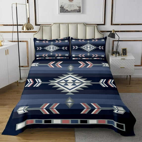 Southwestern Tribal Bedspread Sets Twin American Western Quilt Set Teen Adults Men,Boho Aztec Coverlet Set Rustic Farmhouse Bed Set Cabin Lodge Decor 1 Pillow Case