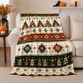 thumbnail image 1 of Southwestern Tribal Geometric Pattern, Cozy Woodland Scene, Warm Flannel Blanket for Cabin and Lodge with Detailed Artwork, Art Lovers Housewarming Gift, Artistic Home Decor, 1 of 9
