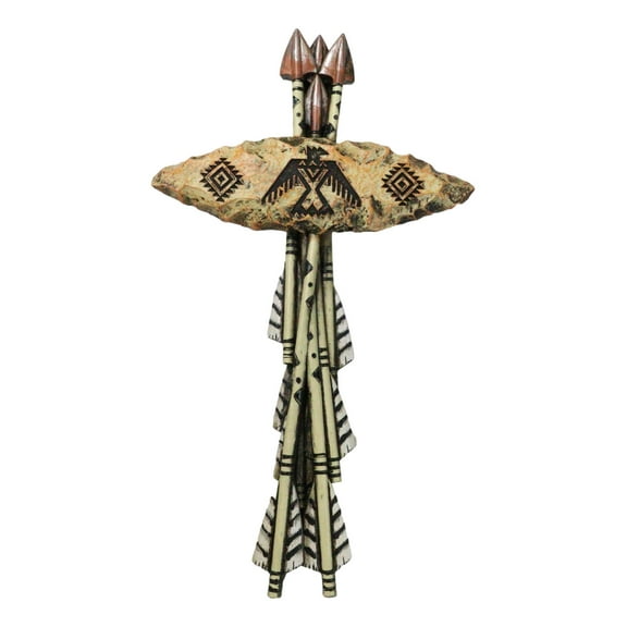 Southwestern Tribal Indian Arrows Eagle Carved Stone Knife Wall Cross Plaque