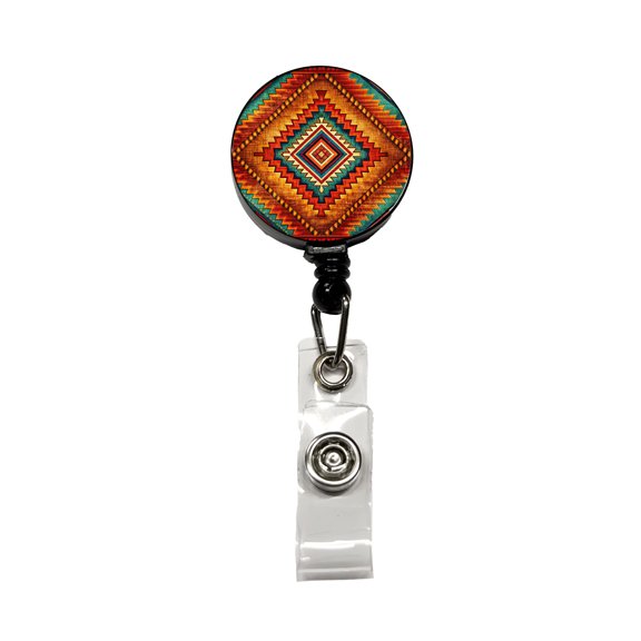 Southwestern Tribal Pattern Design Retractable Reel ID Badge Key Card Name Tag Holder with Clip